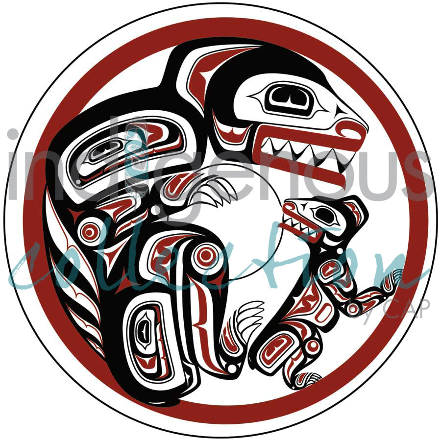 Haida Bear and Cub in Den by artist Clarence Mills