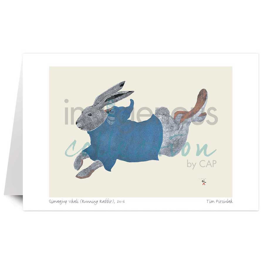 Qimaajuq Ukali (Running Rabbit) by artist Tim Pitsiulak
