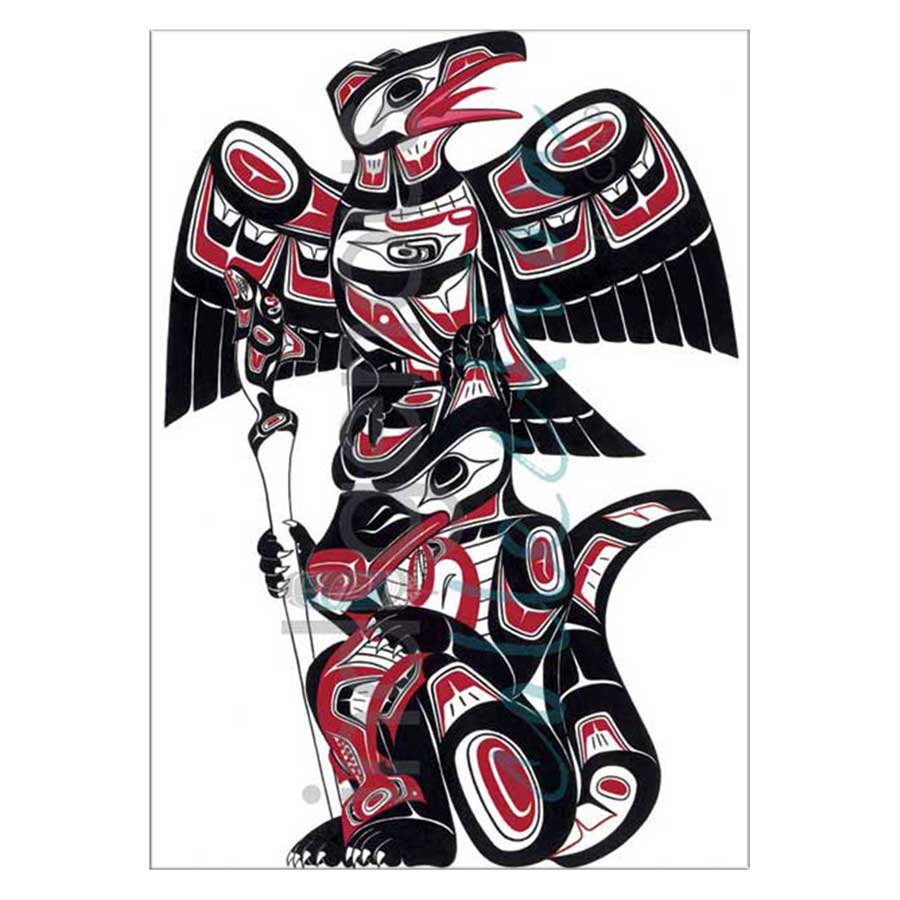 Crow, Wolf and Talking Stick Canvas Prints
