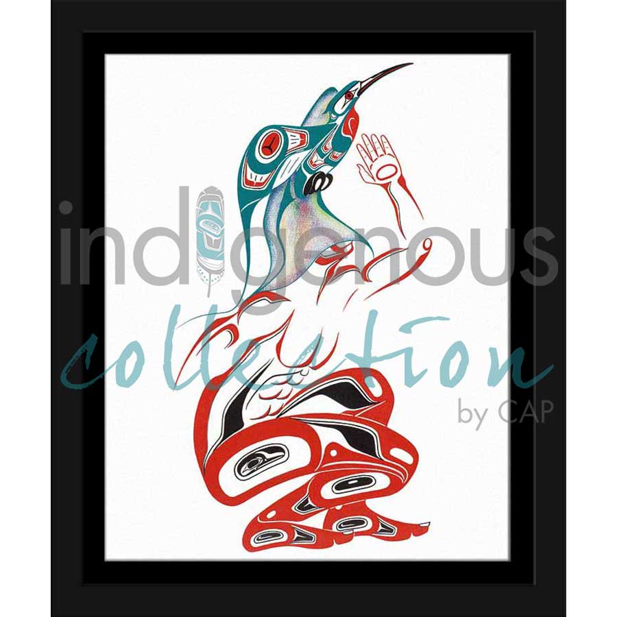 Transformation to Hummingbird by artist Richard Shorty - Northern Tutchone. Indigenous Collection