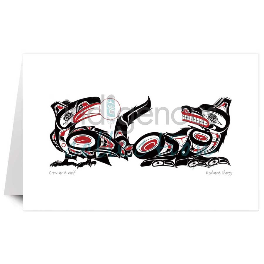 Crow and Wolf by artist Richard Shorty