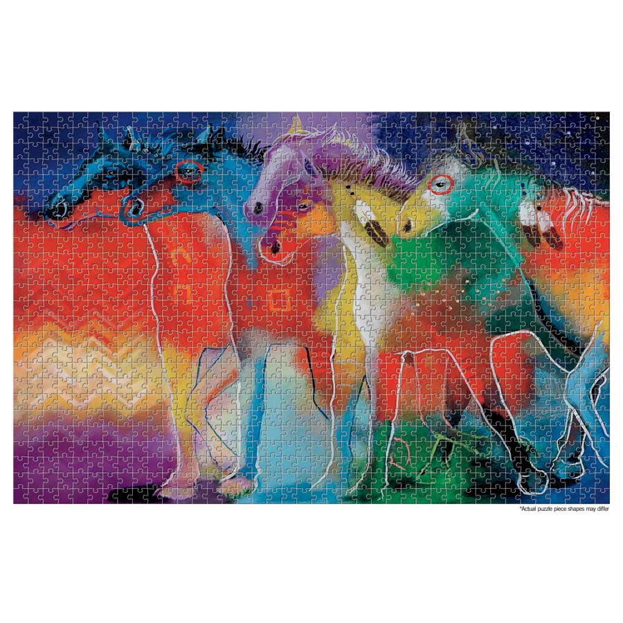 Dreams of Running Puzzle - 1000 Pcs by artist John Balloue. Indigenous Collection.