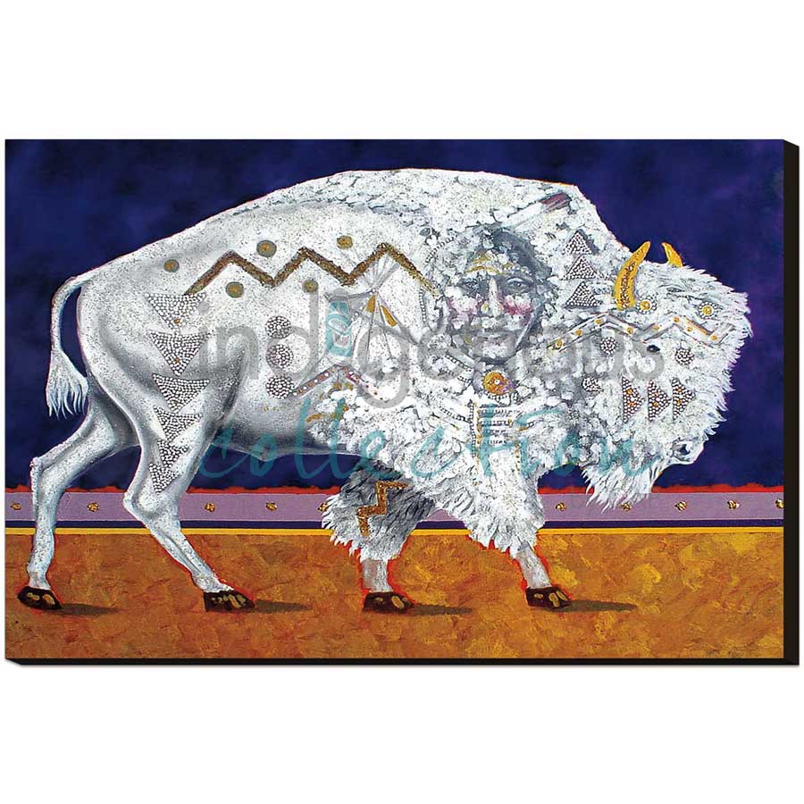 White Buffalo by artist John Balloue - Cherokee. Indigenous Collection