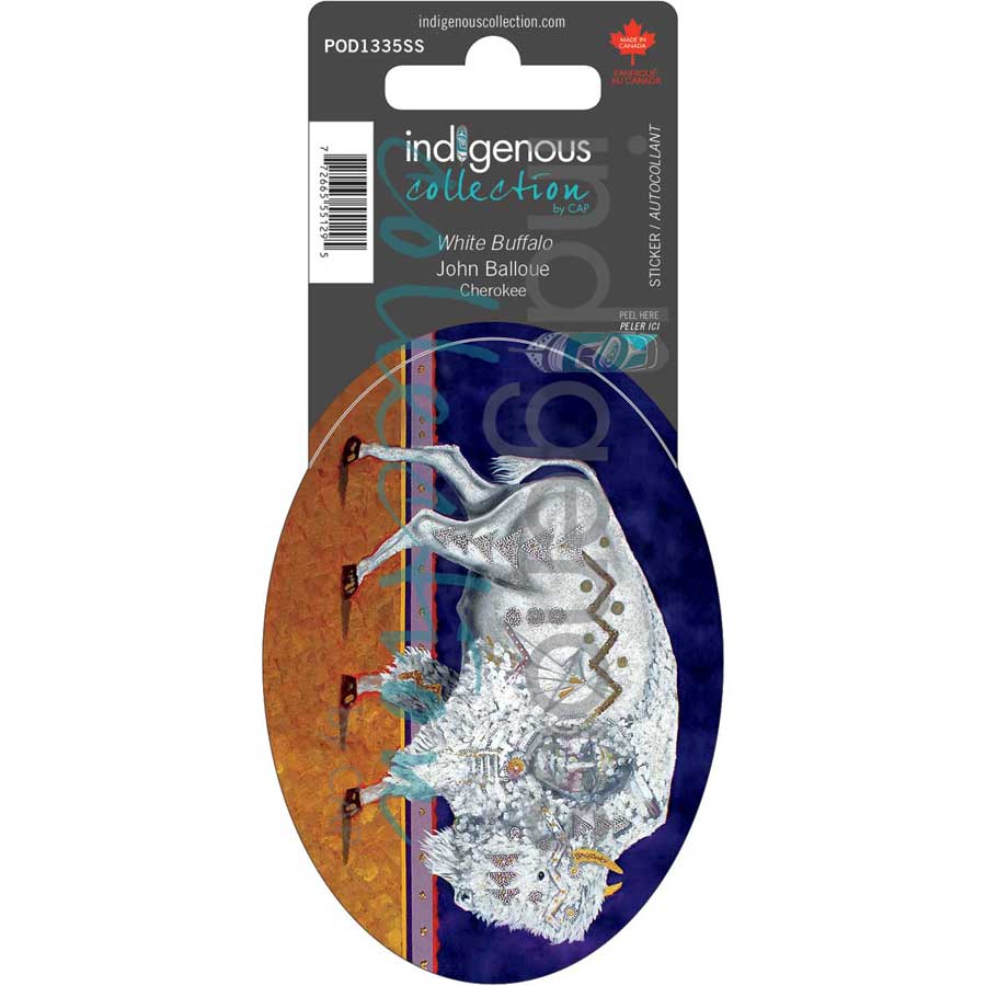 White Buffalo Sticker by artist John Balloue