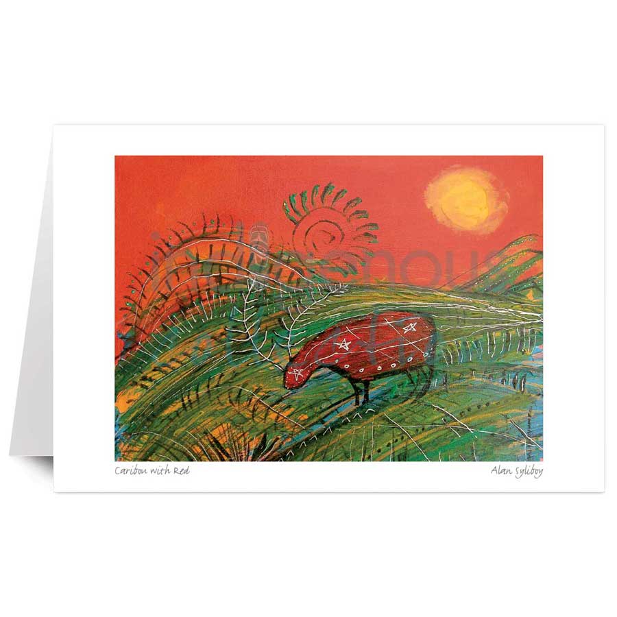 Caribou with Red by artist Alan Syliboy