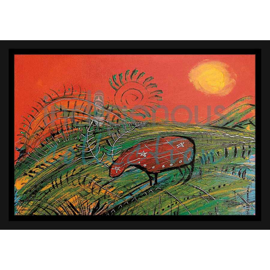Caribou with Red by artist Alan Syliboy - Mi'kmaq. Indigenous Collection