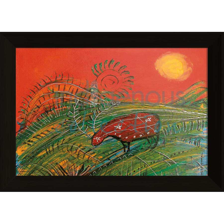 Caribou with Red by artist Alan Syliboy - Mi'kmaq. Indigenous Collection