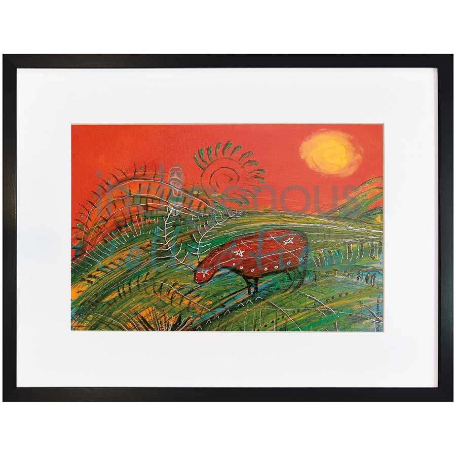 Caribou with Red by artist Alan Syliboy - Mi'kmaq. Indigenous Collection