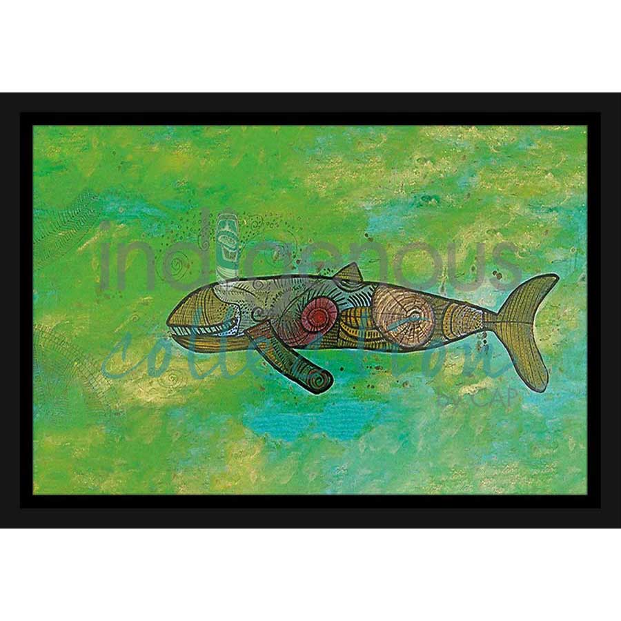 Humpback Whale in Green Water by artist Alan Syliboy - Mi'kmaq. Indigenous Collection