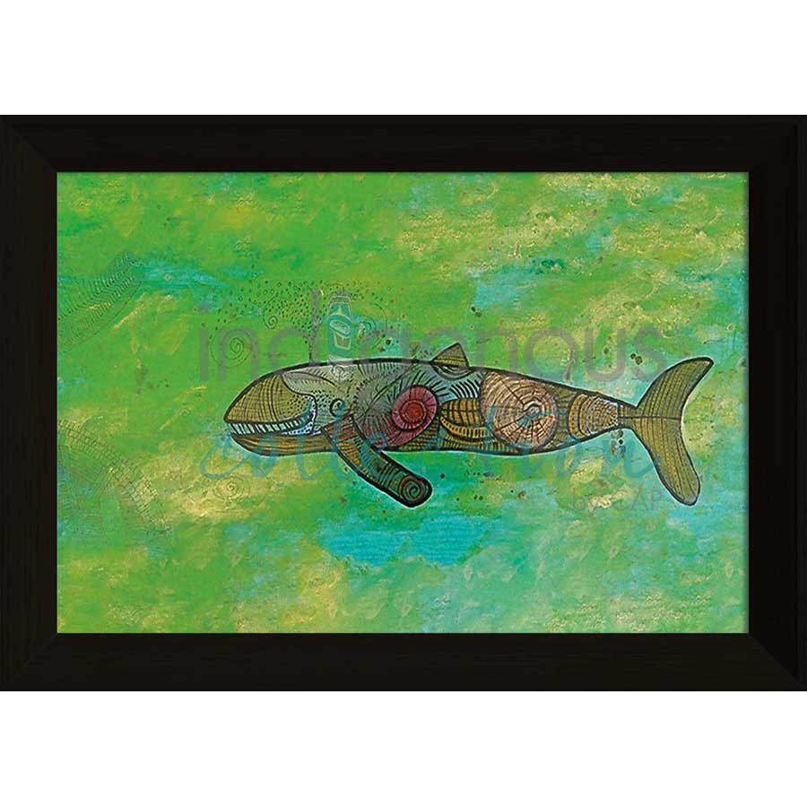 Humpback Whale in Green Water by artist Alan Syliboy - Mi'kmaq. Indigenous Collection
