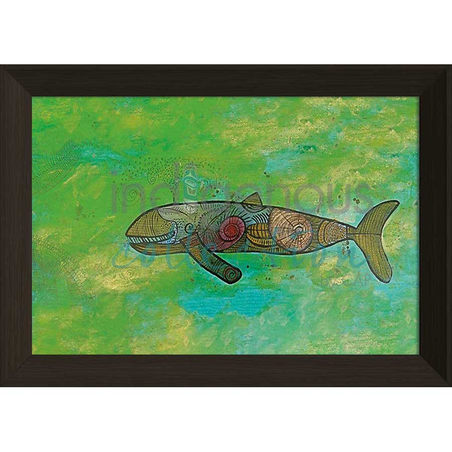 Humpback Whale in Green Water by artist Alan Syliboy - Mi'kmaq. Indigenous Collection