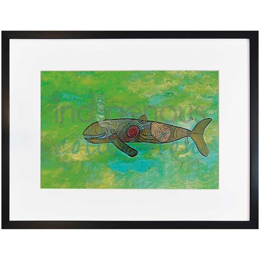 Humpback Whale in Green Water by artist Alan Syliboy - Mi'kmaq. Indigenous Collection