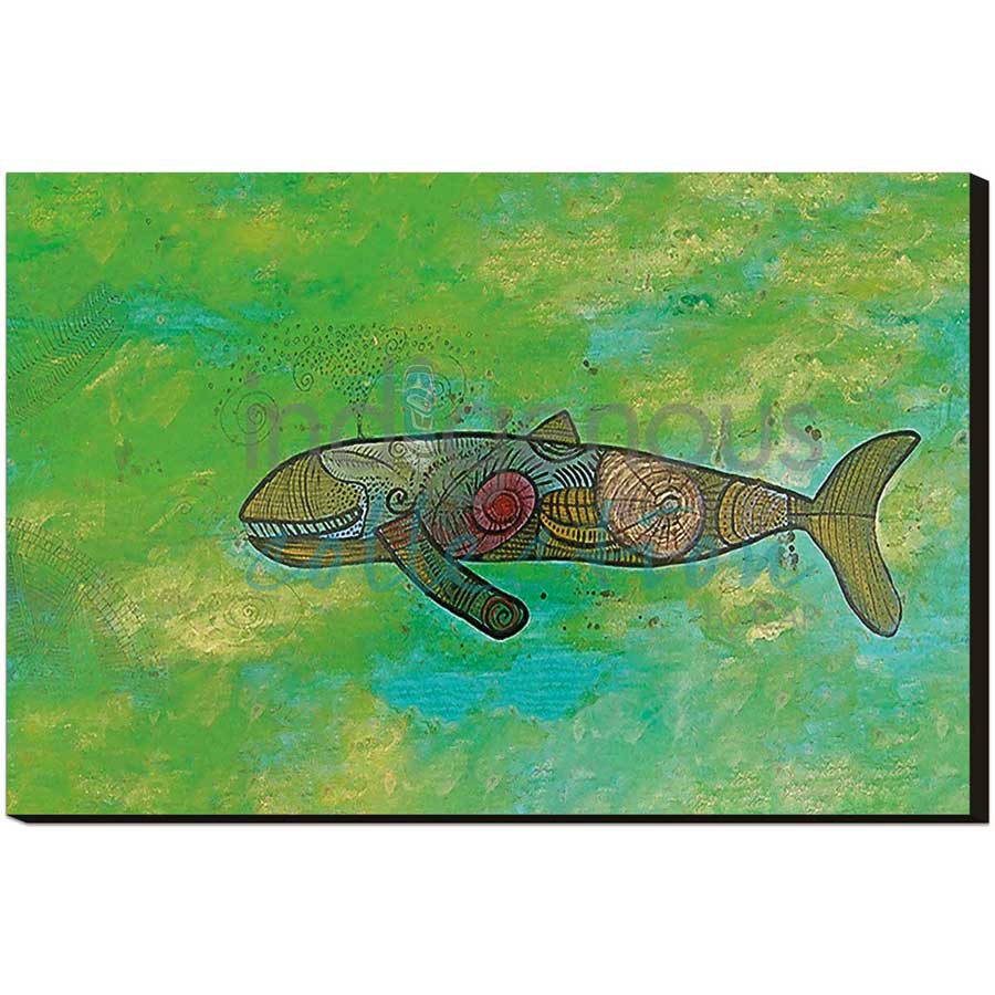 Humpback Whale in Green Water by artist Alan Syliboy - Mi'kmaq. Indigenous Collection