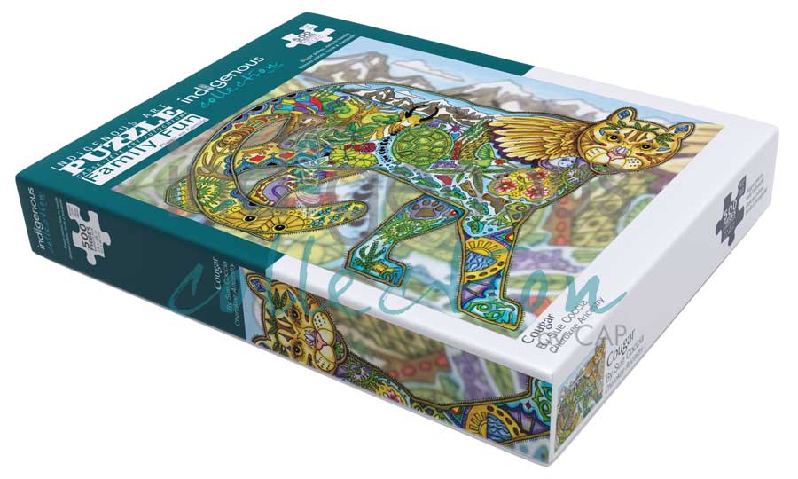 Cougar Puzzle - Family Fun - 500 Pcs by artist Sue Coccia. Indigenous Collection.