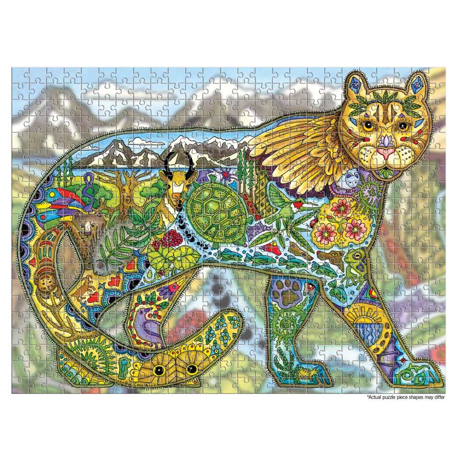 Cougar Puzzle - Family Fun - 500 Pcs by artist Sue Coccia. Indigenous Collection.