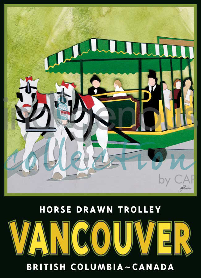 Horse Drawn Trolley, Vancouver by artist Del Miller