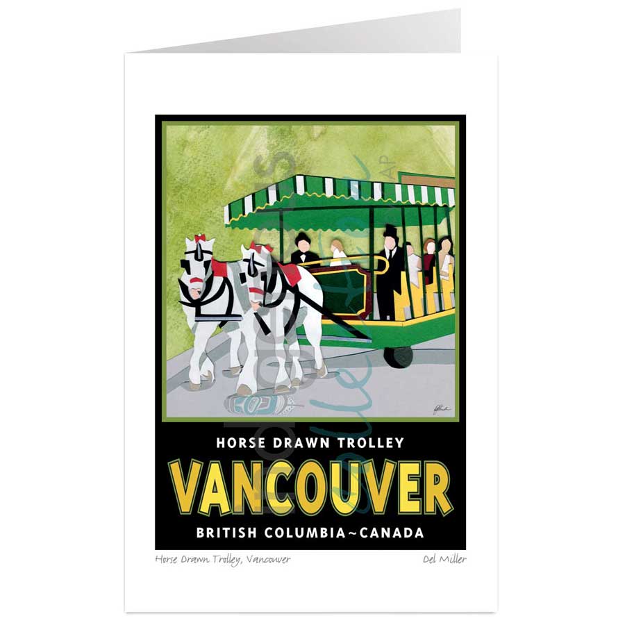 Horse Drawn Trolley, Vancouver by artist Del Miller