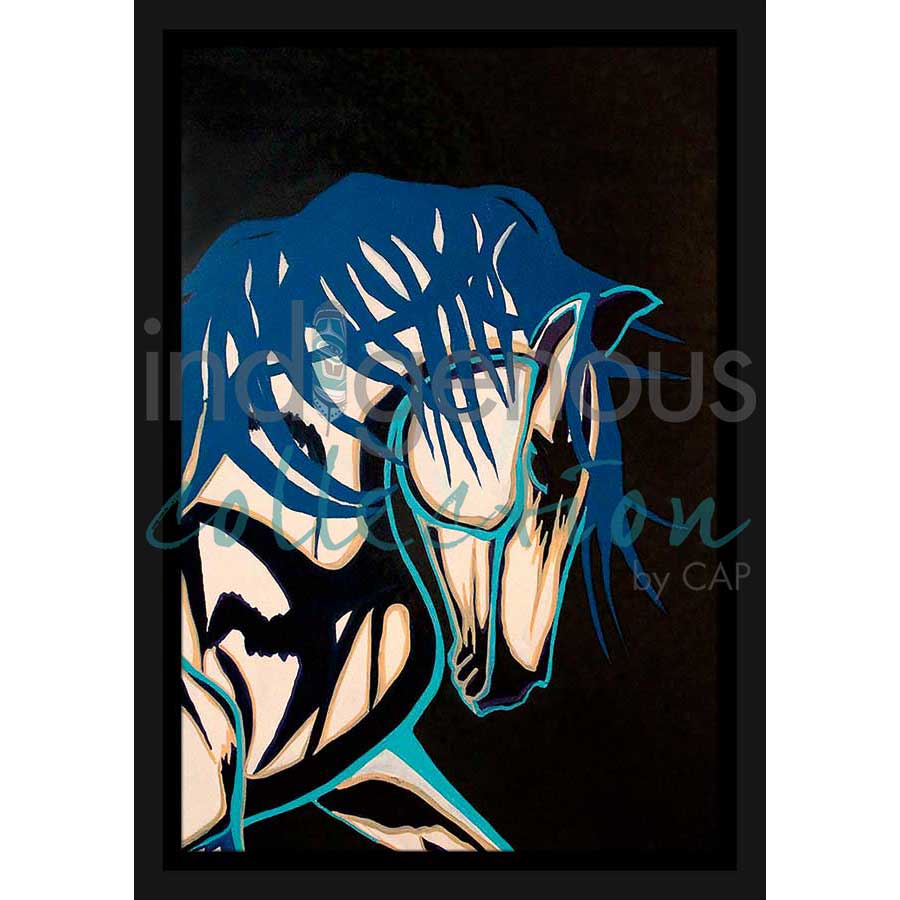 Blue Pony by artist Eric Tippeconnic - Comanche. Indigenous Collection