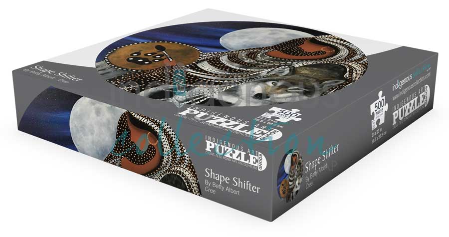 Shape Shifter Puzzle - Round - 500 Pcs by artist Betty Albert. Indigenous Collection.