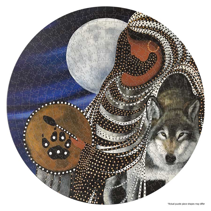 Shape Shifter Puzzle - Round - 500 Pcs by artist Betty Albert. Indigenous Collection.