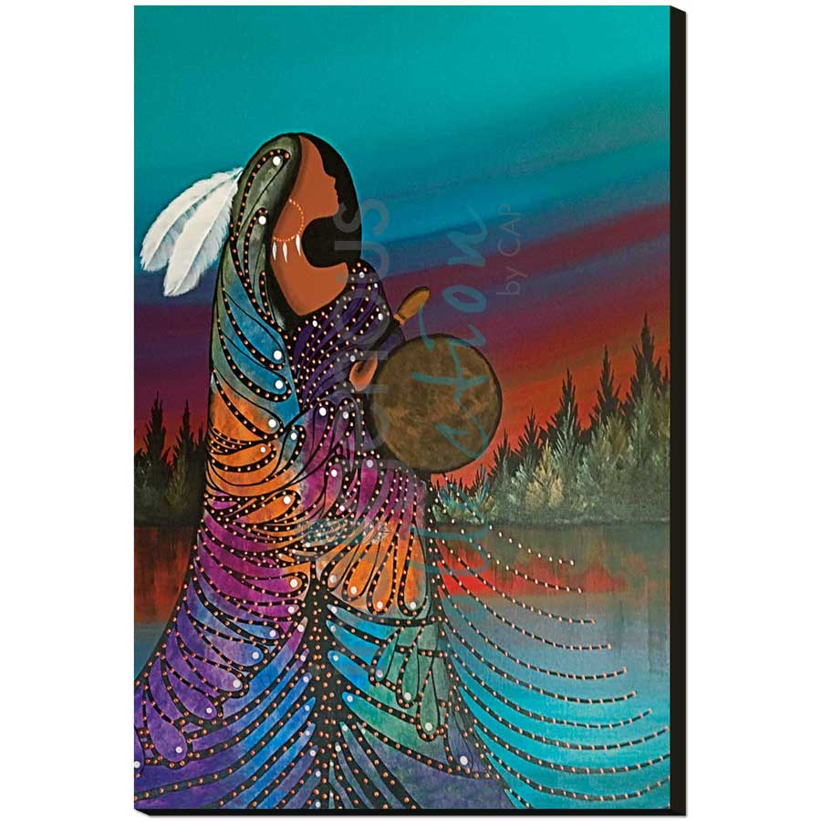 Aurora Drummer by artist Betty Albert - Cree. Indigenous Collection