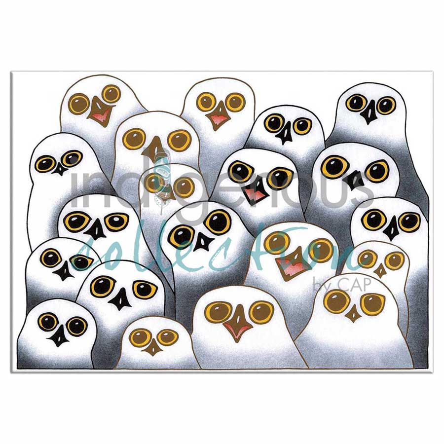 Parliament of Owls Magnets by artist Kananginak Pootoogook