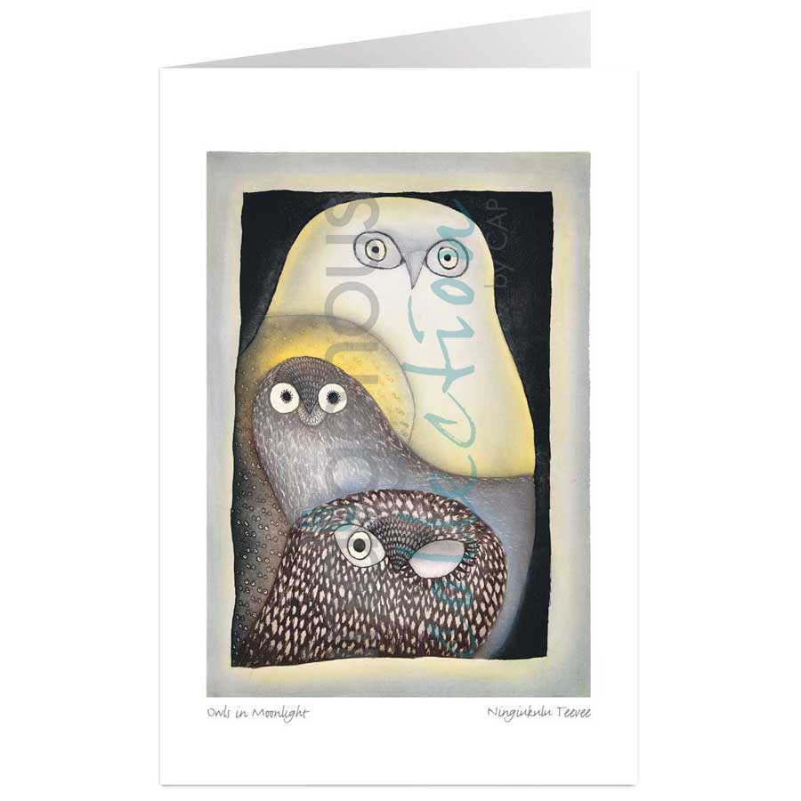 Owls in Moonlight by artist Ningiukulu Teevee