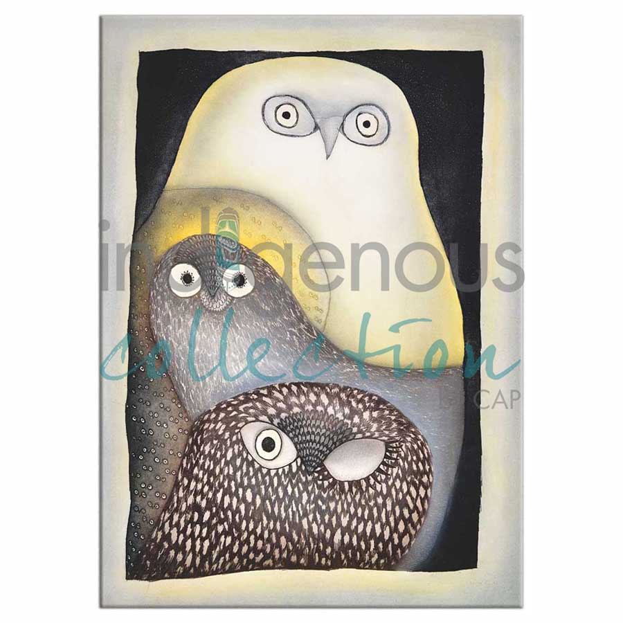 Owls in Moonlight Magnets by artist Ningiukulu Teevee