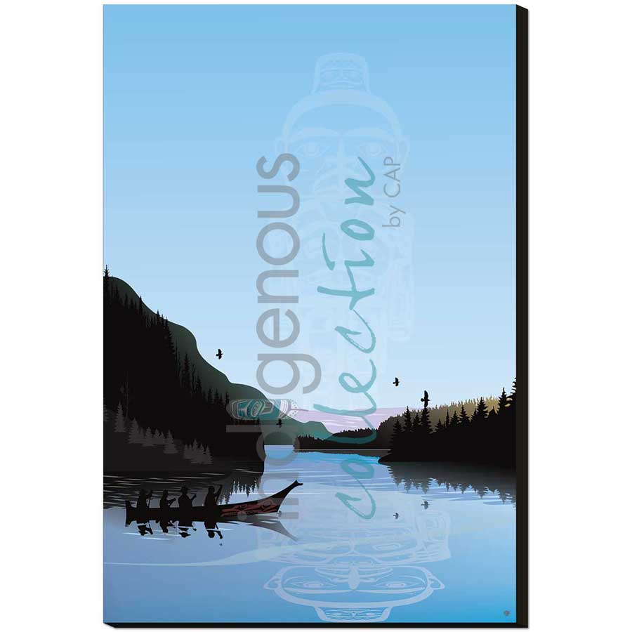 Winter Canoe Warrior Spirit by artist Mark Preston - Tlingit. Indigenous Collection