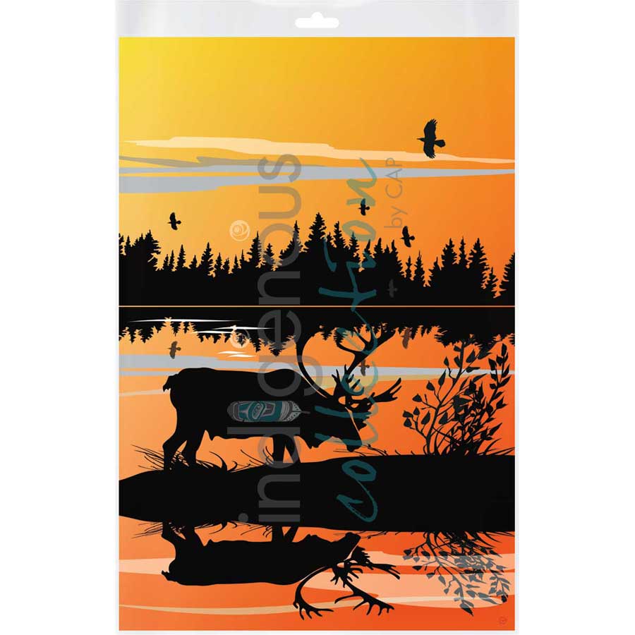Caribou Sunset by artist Mark Preston - Tlingit. Indigenous Collection