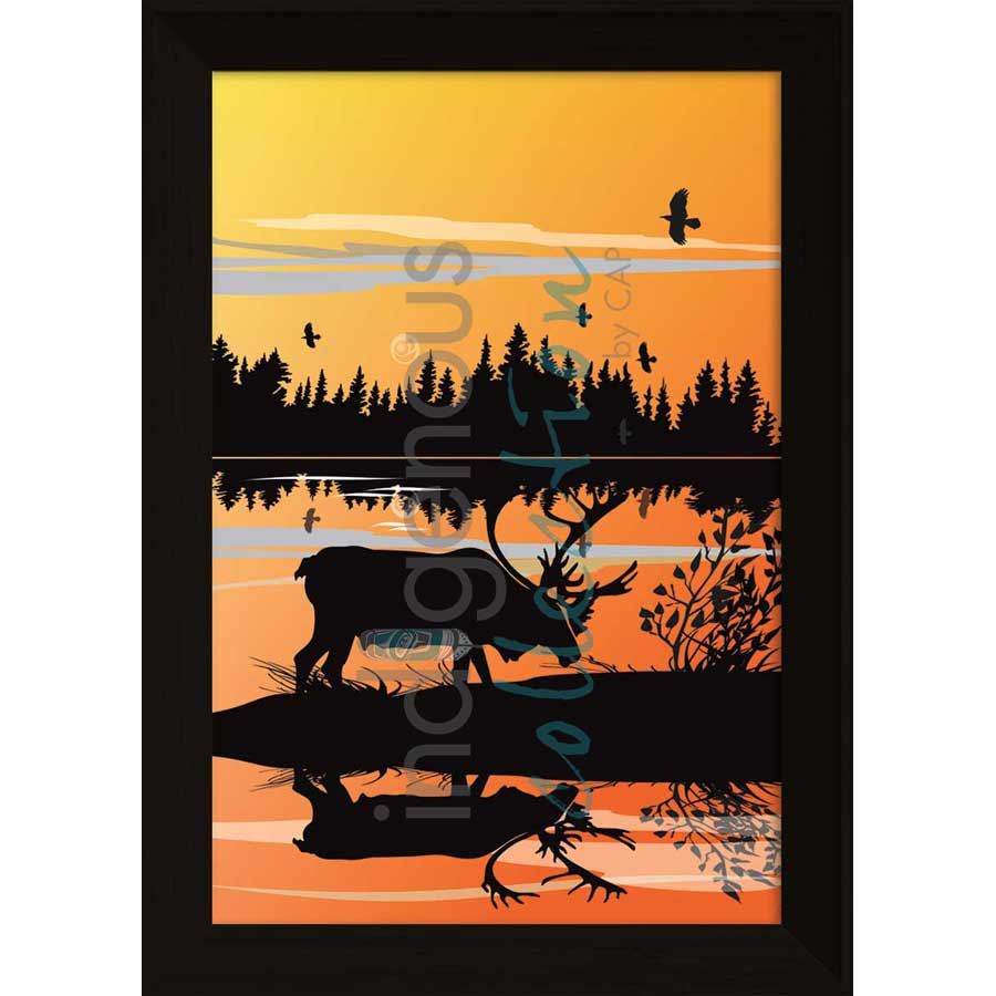 Caribou Sunset by artist Mark Preston - Tlingit. Indigenous Collection