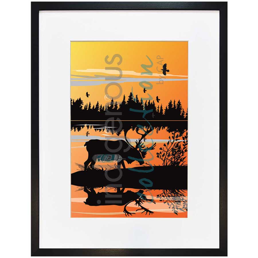 Caribou Sunset by artist Mark Preston - Tlingit. Indigenous Collection
