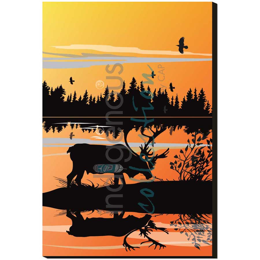Caribou Sunset by artist Mark Preston - Tlingit. Indigenous Collection