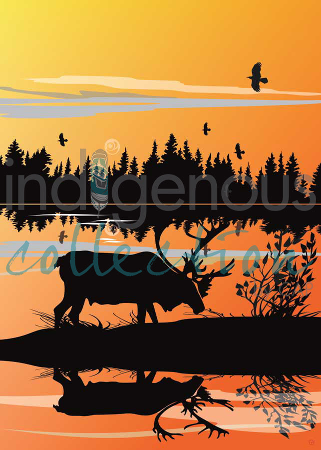 Caribou Sunset by artist Mark Preston