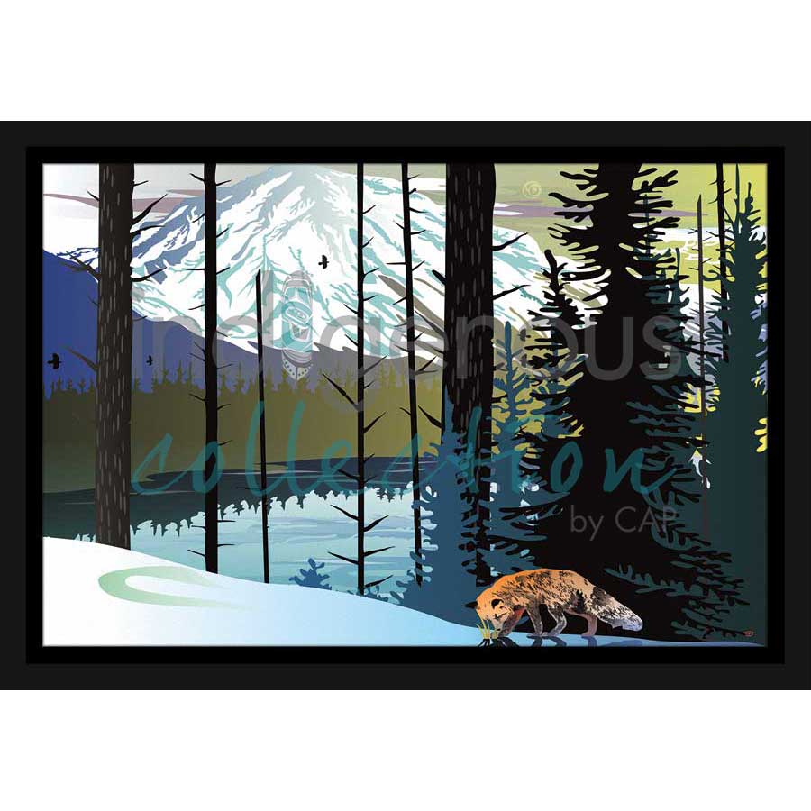 Fox Winter Mountains by artist Mark Preston - Tlingit. Indigenous Collection