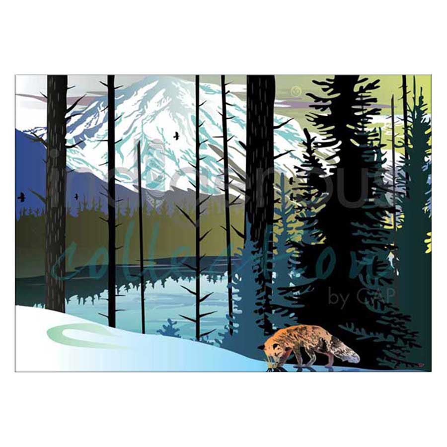Fox Winter Mountains Canvas Prints