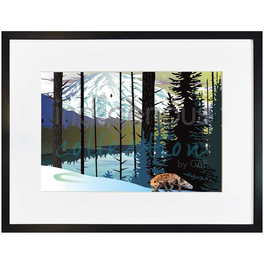 Fox Winter Mountains by artist Mark Preston - Tlingit. Indigenous Collection
