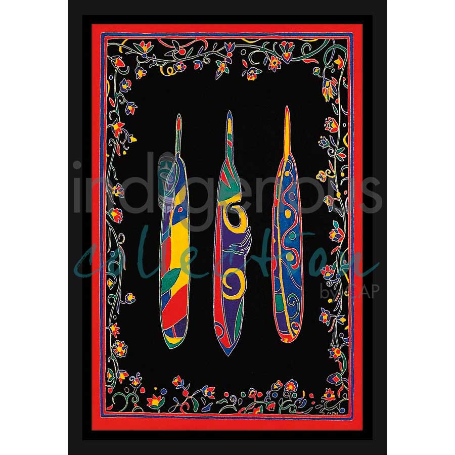 Three Feathers by artist Dawn Oman - Denesuline (Chipewyan). Indigenous Collection