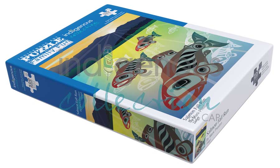 Salmon Fall Run Puzzle - Family Fun - 500 Pcs by artist Mark Preston. Indigenous Collection.