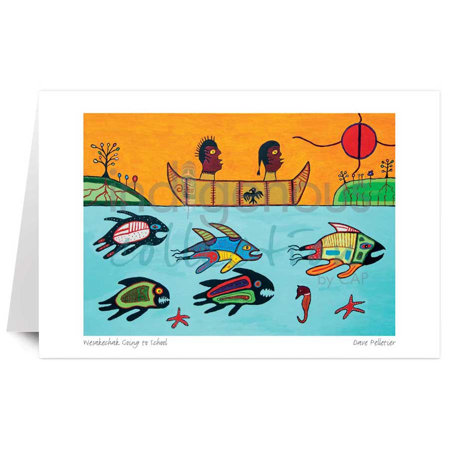 Wesakechak Going to School by artist Dave Pelletier