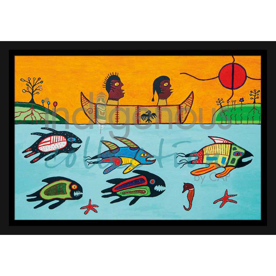 Wesakechak Going to School by artist Dave Pelletier - Cree/Nakota. Indigenous Collection