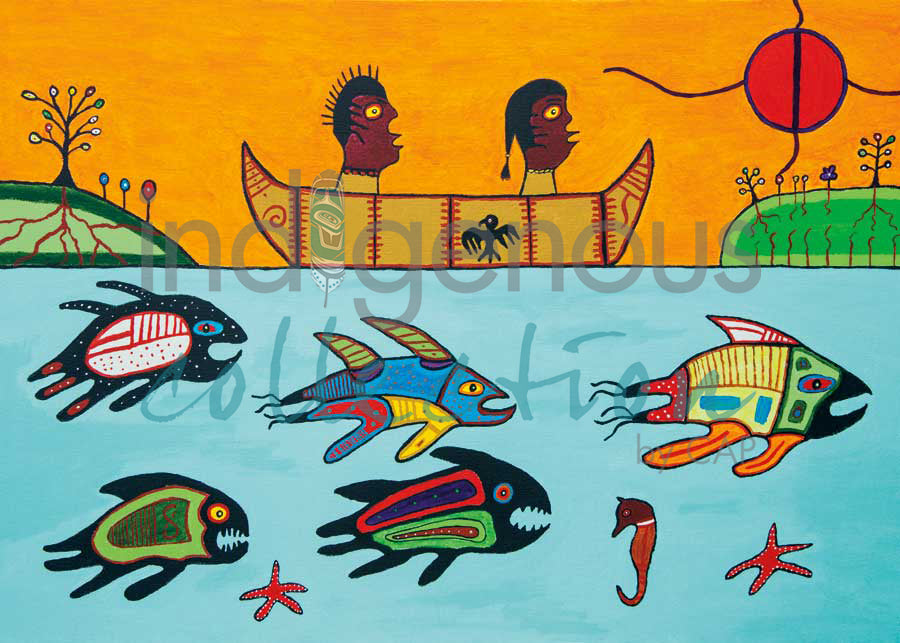 Wesakechak Going to School by artist Dave Pelletier