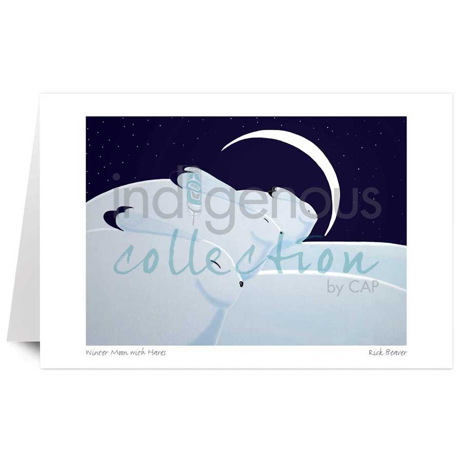 Winter Moon with Hares by artist Rick Beaver