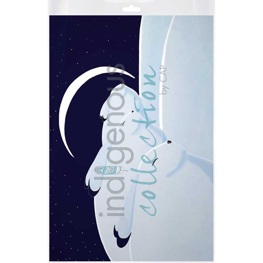 Winter Moon with Hares by artist Rick Beaver - Ojibway. Indigenous Collection
