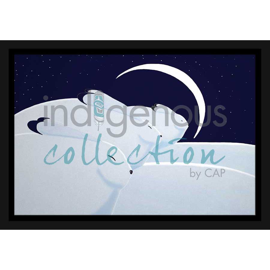 Winter Moon with Hares by artist Rick Beaver - Ojibway. Indigenous Collection