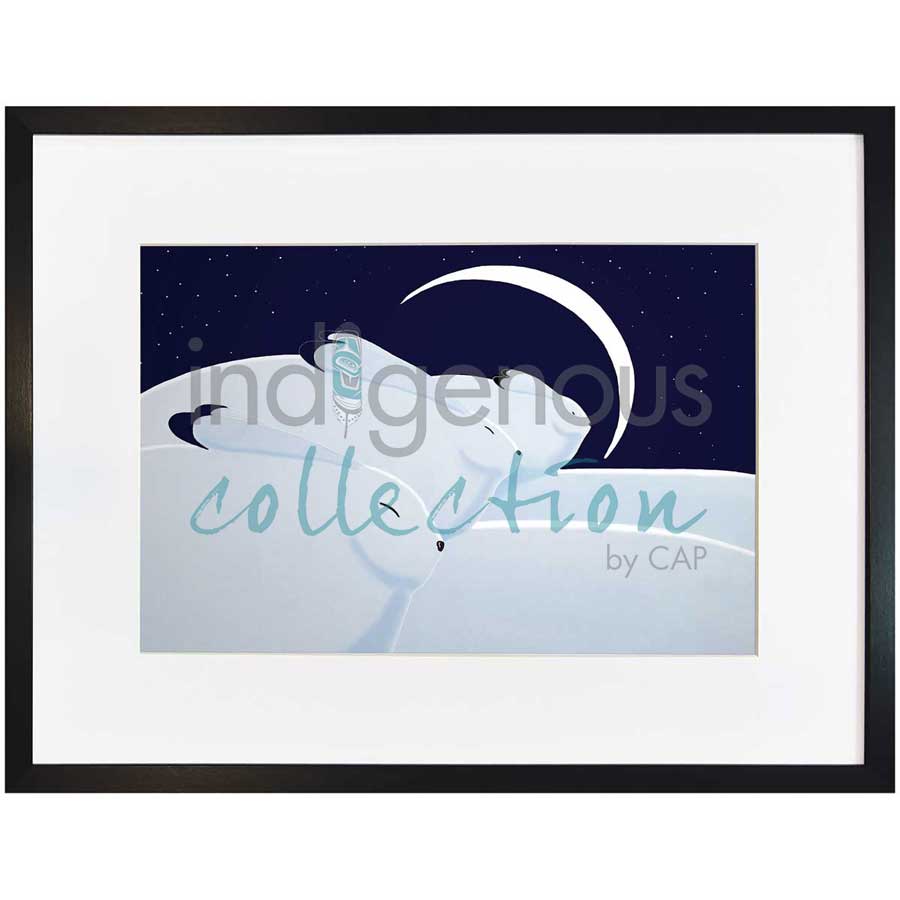 Winter Moon with Hares by artist Rick Beaver - Ojibway. Indigenous Collection
