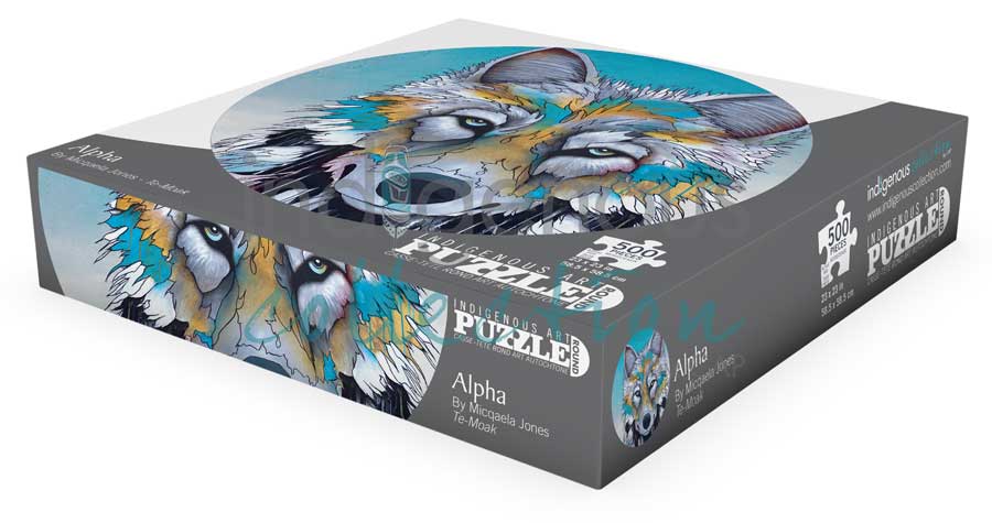 Alpha Puzzle - Round - 500 Pcs by artist Micqaela Jones. Indigenous Collection.