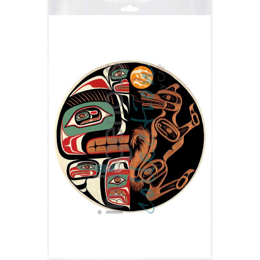 Relationship Between Grizzly Bear & Wolf by artist Sean Whonnock - Kwakwaka'wakw. Indigenous Collection