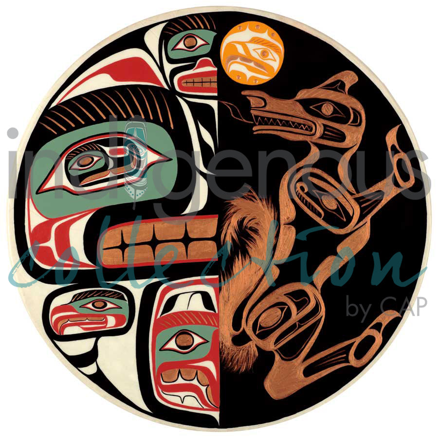 Relationship Between Grizzly Bear & Wolf by artist Sean Whonnock