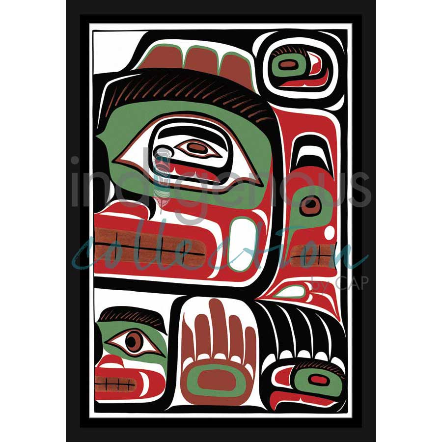 Bentwood Box Grizzly Bear Design by artist Sean Whonnock - Kwakwaka'wakw. Indigenous Collection